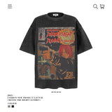 American vintage street T-shirt pure cotton retro men's and women's summer loose half sleeves