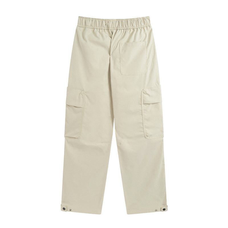 Men Sweatpants Casual Working Pants Men's Multi-Pocket Solid Color Loose Straight Trousers