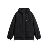 Unisex Winter Cotton Coat Three-Dimensional Pocket Decoration Tooling down Jacket Retro Solid Color down Jacket