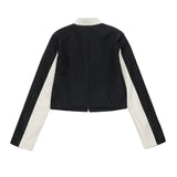 Women Jacket PU Leather Jacket Women's Casual Stand Collar Stitching Motorcycle Clothing