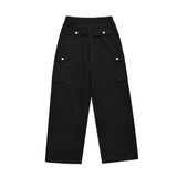 Men Sweatpants Workwear with Pocket Casual Pants Loose Wide-Leg Straight Trousers Drawstring Jogger Pants