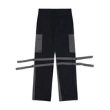 Men Sweatpants Punk Hip Hop Stitching Contrast Color Wide-Leg Workwear Trousers