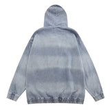 Men Hoodie Gradient Denim Jacket Hiphop Hooded Sweater Men