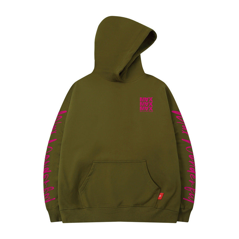 Men Hoodie Retro Alphabet Printed Hoodie
