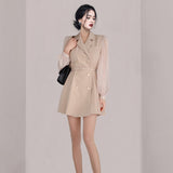 Women Maxi Dress Autumn and Winter Suit Dress Mesh A- line Dress
