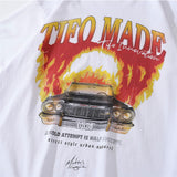 Men Vintage T-Shirt Flame Car Printed Short Sleeve T-shirt