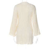 Women Dresses Autumn Striped Slim Fit round Neck Long Sleeves Sheath Dress