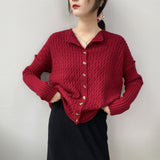 Women Cardigan Sweater Coat 8069 Vintage Sexy Knitted Cardigan