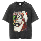 2024HipHop Streetwear Washed T Shirt Japanese Anime