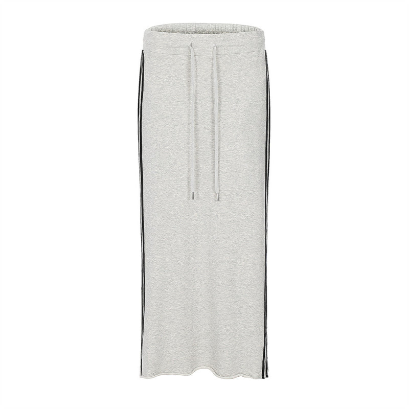 Women Long Skirt Side Striped Contrast Color Mid-Length A- line Skirt