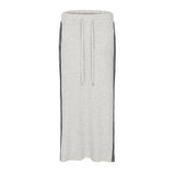 Women Long Skirt Side Striped Contrast Color Mid-Length A- line Skirt