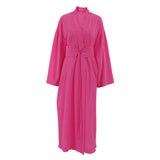 Women Dress Autumn and Winter Leisure Pink Loose Long Dress