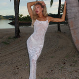 Women Dresses Summer Slim Fit Long Dress Sexy Flocking Suspenders Dress