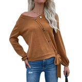 Women Knitted Sweater Autumn Button Decorations