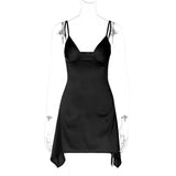 Women Dresses Spring Sexy V-neck Backless Sling Dress (Bla0420)