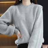 Women Knitted Pullover Autumn and Winter round Neck Loose Knit Sweater