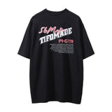 Men Vintage T-Shirt Cartoon Racing Letter Print Short-Sleeve T-shirt