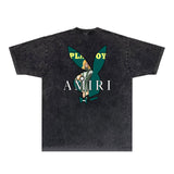 Amiri T-shirt Washed and Worn Retro Short Sleeve T-shirt