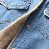 Women Jacket Autumn and Winter Loose Vintage Fleece-Lined Denim Shirt