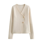 Women Tops Spring Summer Slim-Fit Knitted Blazer V-neck Sweater