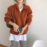 Women Knitted Cardigan Zipper Hooded Sweatshirt Casual Sweater Women's Loose Sweater Coat
