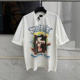 Mens T-shirts Saint Michael cross saint war print short sleeve T-shirt