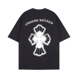 CHH Chrome Heart T Shirts Croix Cross Leather Printed Short Sleeve T-Shirt