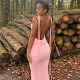 Women Dresses Winter Sexy Backless Slim Fit Lace-up Dress