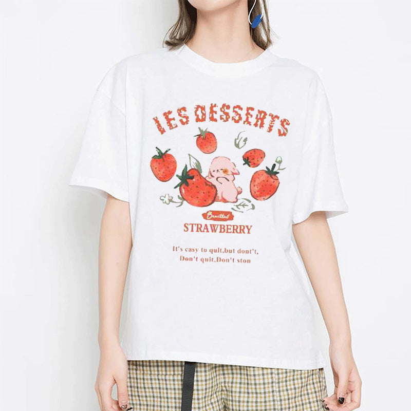 Les Dessert Summer New Cartoon Strawberry T-shirts