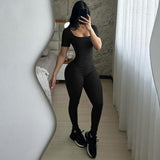 Women Jumpsuit Summer Backless Short Sleeve Jumpsuit (Hawthaw0412)