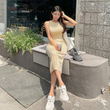 Women Dresses round Neck Sleeveless Dress Sexy