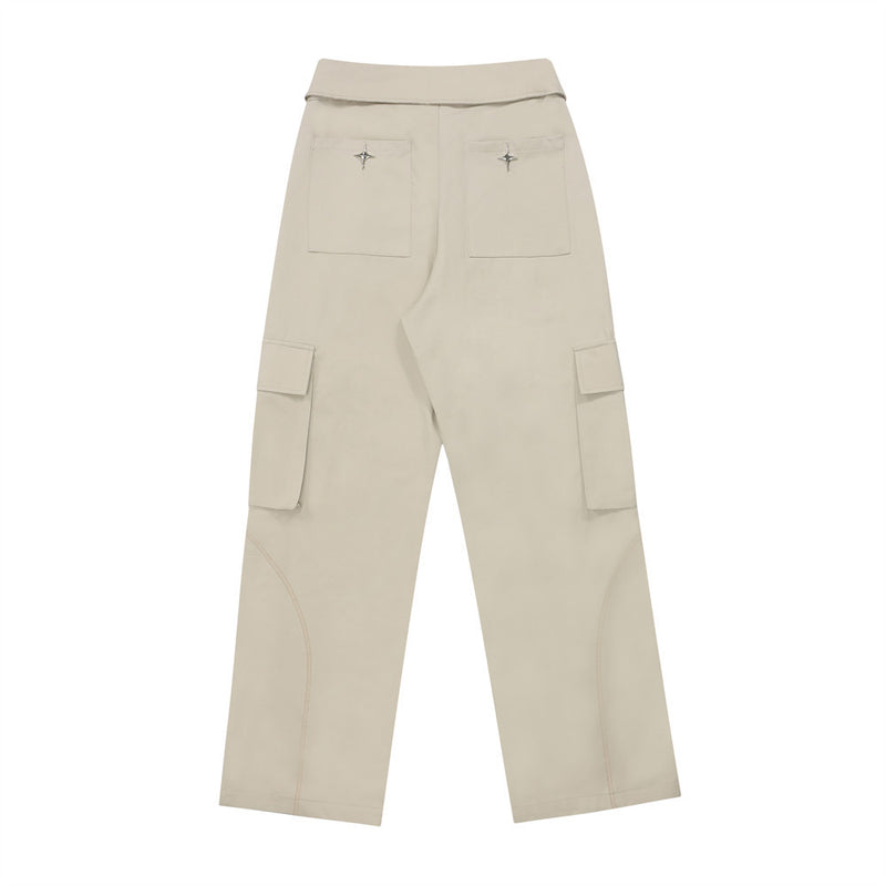 Women Pants Multi-Pocket Casual Working Pants Loose-Fitting Wide-Leg Trousers