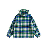 Unisex Jacket Vintage Casual Jacket Men's and Women's Couple Hooded Plaid Jacket