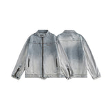 Unisex Jacket Retro Washed Ripped Denim Jacket Locomotive Overalls