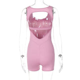 Women Jumpsuit Summer Sexy Backless Slim Fit Sleeveless Jumpsuit (Hawthaw0412)