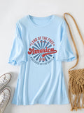 Loose Crew Neck Short Sleeve Land of the Free America 1776 Summer T-Shirt