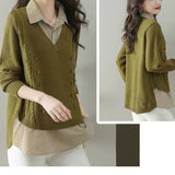 Women Knitted Pullover Spring and Autumn Loose Long-Sleeved Sweater Top