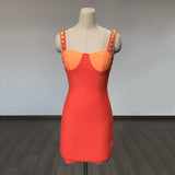 Women's Evening Dress Button Suspender Skirt Sheath Dress Skirt