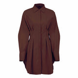 Women Dress Shirt Dress Autumn and Winter Long Sleeve A- line Dress