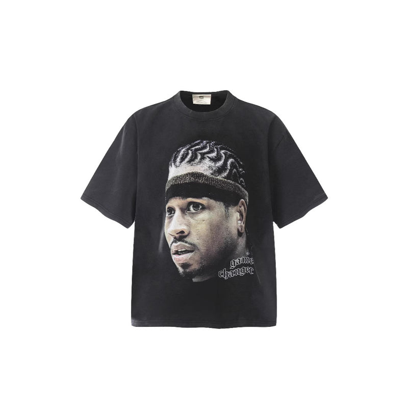 Mens T-shirts Allen lverson BIG FACE Washed