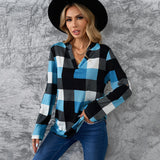 Beth Dutton Wardrobe Spring Plaid Shirt Loose Pullover Long Sleeve Top