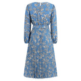 Women Date Dress Autumn and Winter Leisure Floral Print Long Sleeve Dress