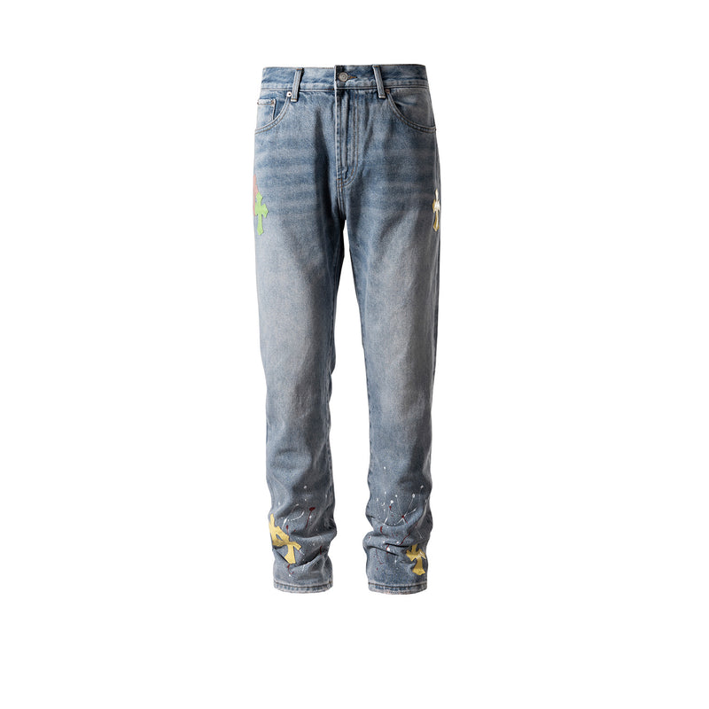 MIJKO Men's Vintage Pants MIJKO Men's Women's Trousers Straight Slim Jeans