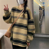 Women Knitwear Autumn and Winter Striped round Neck Sweater Sweater