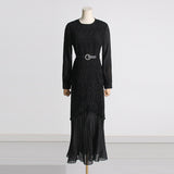 Women Dresses Spring Embroidery Mesh Dress Long Dress (Qymy0409)