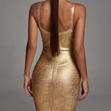 Women Evening Dress V-neck Strap Bandage One-Piece Dress