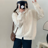 Women Knitted Cardigan Hooded Knit Cardigan Autumn Sweater Coat
