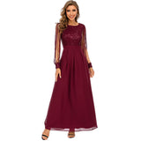 Women Evening Gown Sexy Chiffon Stitching Sequins Dress