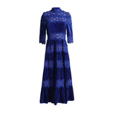 Women Dresses Spring Vintage Embroidered Turtleneck Long Dress (Qymy0409)