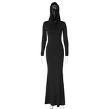 Women Dresses Fall Slim Fit Hooded Long Sleeve Dress